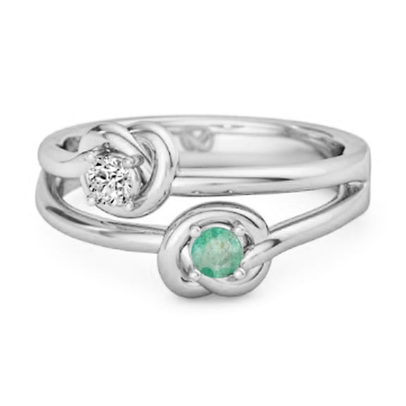 Love Knot 0.10 Cts Emerald 925 Sterling Silver Promise Women Valentines Day Gifts Ring