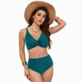 thumbnail image 4 of KPOPLK Bathing Suits for Women High Waisted Bikini Sets Two Piece Swimsuits Solid Bikini Swimwear(XL,Dark Green), 4 of 9