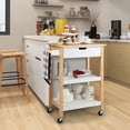 thumbnail image 3 of Gymax 3-Tier Kitchen Island Cart Rolling Service Trolley w/ Bamboo Top Shelves Natural, 3 of 10
