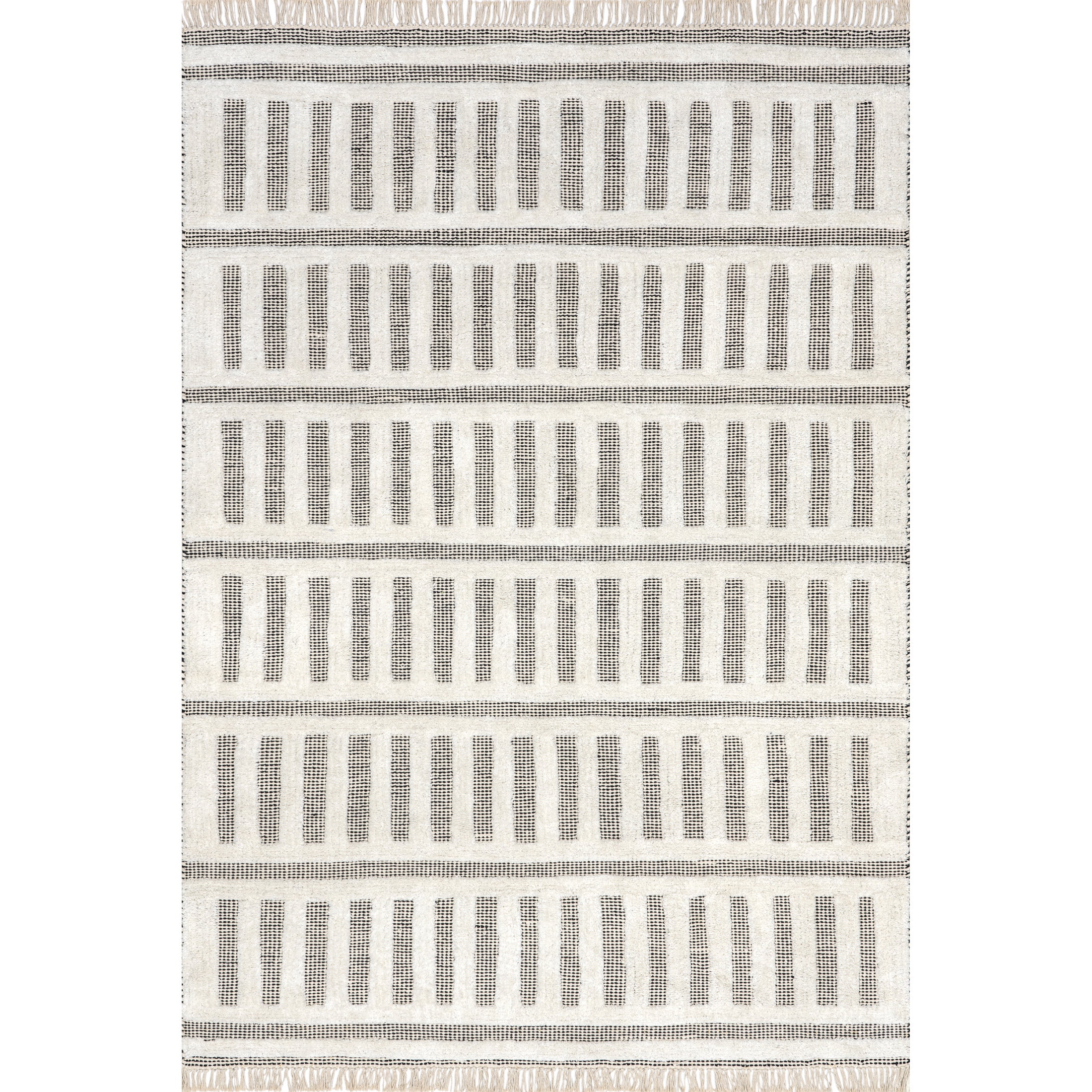 Rugs USA Merrick Tasseled Cotton and Wool Area Rug, 5' x 8', Merrick Black