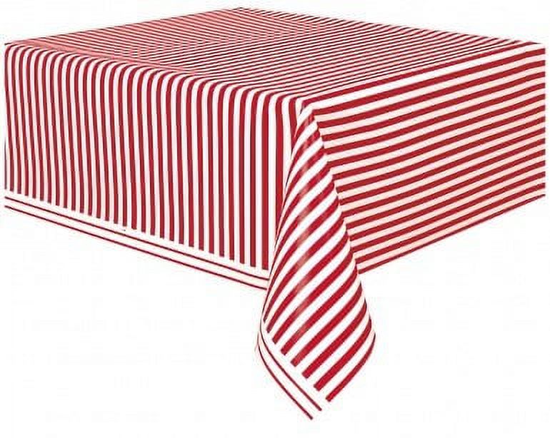 Red Striped Plastic Party Tablecloth, 108 x 54in - image 2 of 3