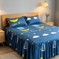 thumbnail image 4 of Linnome Ruffled Bed Skirt with Pillowcases 3 Piece Set Elastic Bed Sheet Bed Cover for Bedroom Decor Machine Washable, 4 of 9