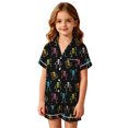 thumbnail image 3 of Halloween Pajamas Kids Girls, Girls Pajama Set Short Sleeve Button Down Silky Satin Boys Girls PJS Kids Sleepwear Soft Summer Nightwear Loungewear Set Halloween Gifts for 9 Months - 13 Years Kids, 3 of 5