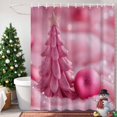 thumbnail image 4 of Christmas Shower Curtains for Bathroom, Winter Pink Christmas Tree Xmas Ball Snow Waterproof Fabric Shower Curtain for Bathroom Bathtub Decoration, Machine Washable, 54x"78", 4 of 9