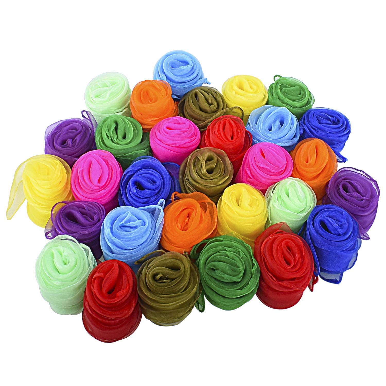 BetterJonny 25 Pack Juggling Scarves For Kids - 25 Colors Silk Dance & Music Performance Scarves