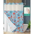 thumbnail image 2 of No Hook Shower Curtain with Snap-in Liner, Coastal Blue Waterproof Fabric Bathroom Curtains, Tropical Starfish Coral Summer Beach Bath Curtains & Mesh Top Window Stall 48"x72", 2 of 6