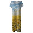 thumbnail image 4 of SMihono Robe Maxi Bohème d'Été pour Femmes Grande Taille Mode Femmes Été Décontracté Manches Courtes Col en V Robe Imprimée Florale Robe de Plage, 4 of 5