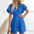 thumbnail image 5 of Jerdar Outfits for Women Summer Casual Short Sleeve Button Down Tops Blouses Shirts and Shorts Set with Pockets Jumpsuit M, 5 of 6
