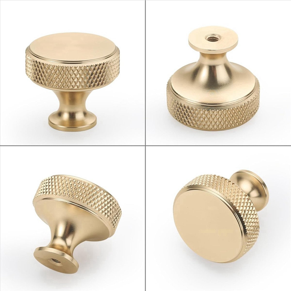 30 Pack 1.2 Inch Brushed Gold Cabinet Knobs Knurled Kitchen Cabinet Knobs Gold Drawer Knobs Round Dresser Knobs