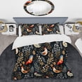thumbnail image 2 of DESIGN ART Designart "Country Charm Red  Rooster Pattern" Gold Casual - Bed Cover Set With Shams King, 2 of 5