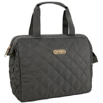 Jessica Simpson Women's Quilted Insulated Reusable Cooler Lunch Bag Tote for Work, Travel, Commute, Recreation, Beach and Picnic in Charcoal Gray