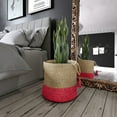 thumbnail image 2 of LR Home Woven Round Jute 19" Storage Basket with Handles, Red Stripe, 2 of 8