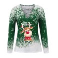 thumbnail image 4 of Camisas Navideñas Para Mujer Tops de Manga Larga Con Cuello en V Blusa Regular Estampada Odeerbi ODB198380, 4 of 6