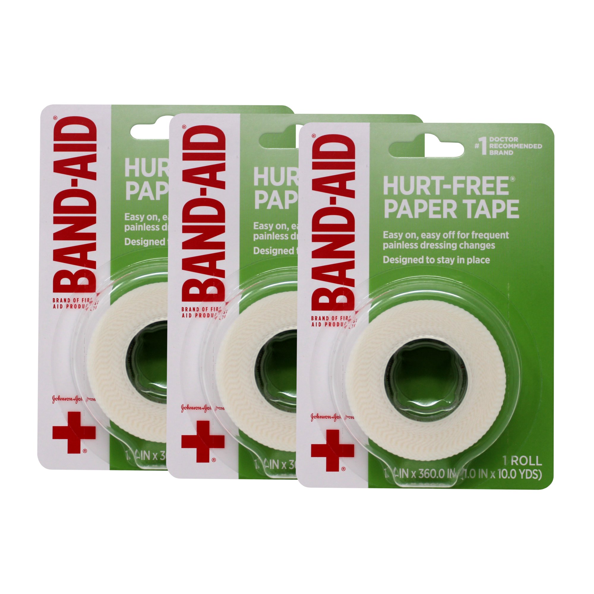 Johnson And Johnson Band Aid Paper Tape, Small 1 Inch X 10 Yards - 1 Ea, 3 Pack