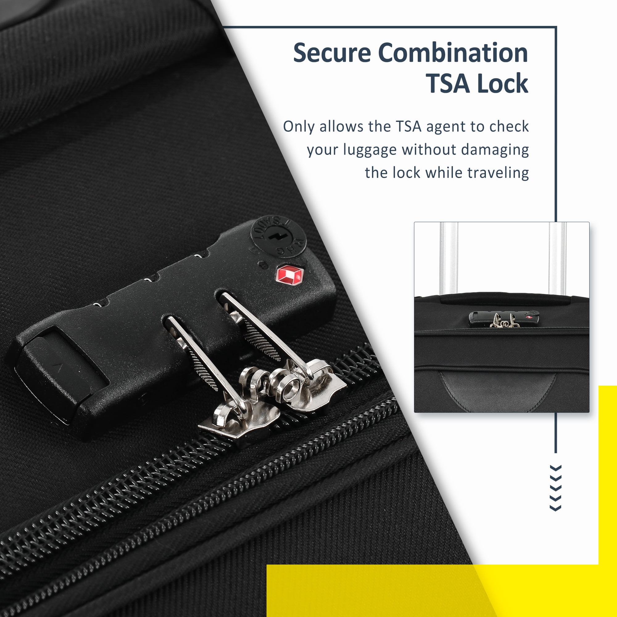 EUROCO  Suitcase Set with TSA Lock and Spinner Wheels,Lightweight Suitcase for Men Women(20",24",28"),Black