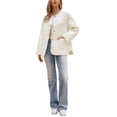 thumbnail image 2 of INSPIRE CHIC Elegant Puffer Jacket for Women's Long Sleeve Snap Button Quilted Down Jackets XS White, 2 of 6