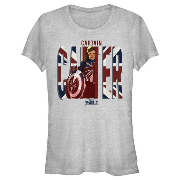 Junior's Marvel What if…? Captain Carter Graphic Tee Athletic Heather Large