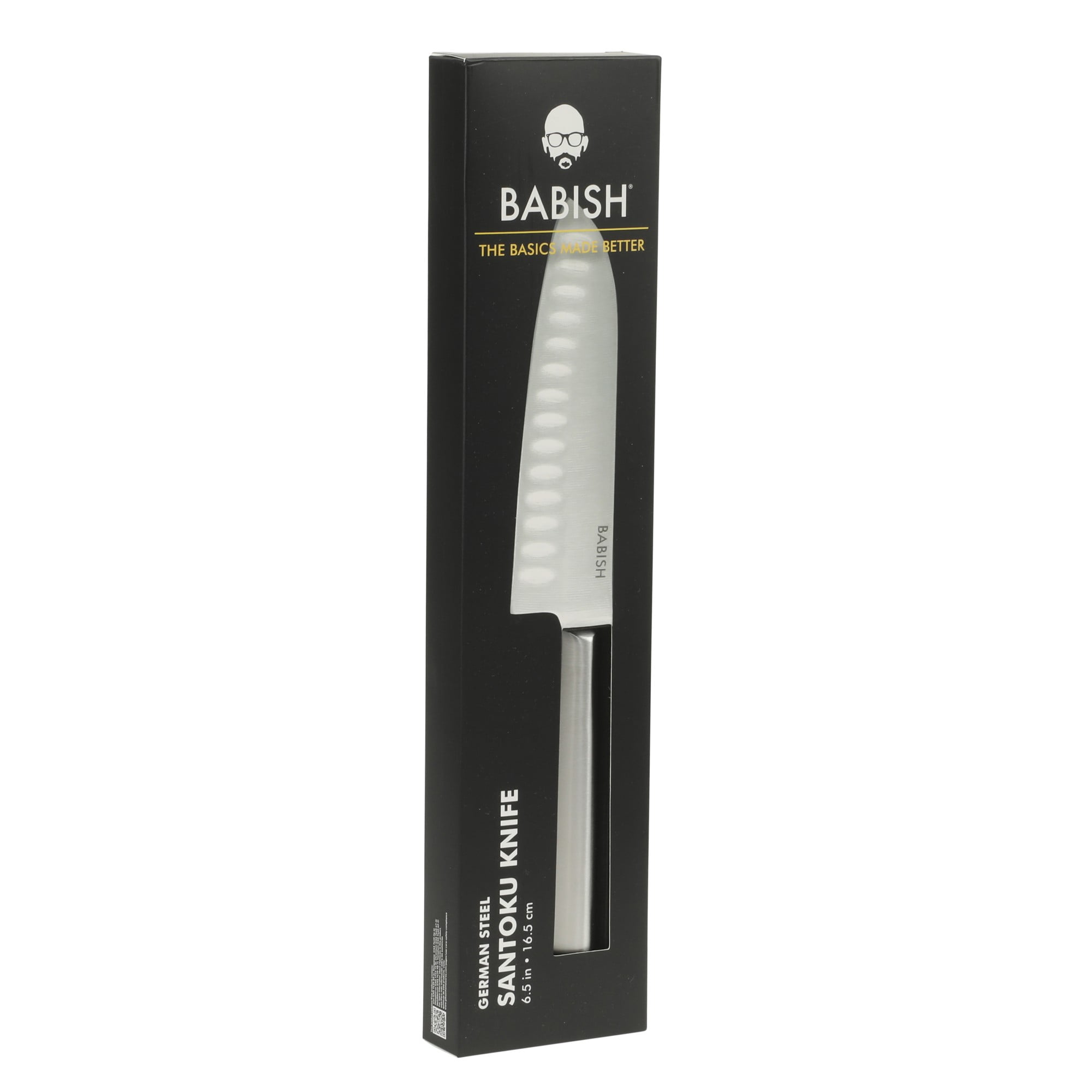 Babish 6.5-Inch Santoku Knife – High-Carbon 1.4116 German Steel Kitchen Knife, Full-Tang Razor Sharp Blade for Chopping, Slicing, Dicing & Precision Prep