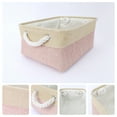 Unique Bargains Storage Bin with Handle Fabric Cube Pink/Beige 14*10*6