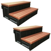 Leisure Accents 36" Deluxe Deck Patio Spa Hot Tub Steps, Redwood (2 Pack)