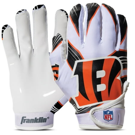 Franklin Sports Cincinnati Bengals Youth NFL Football Receiver Gloves - Official NFL Team Logos - Kids Football Gear + Accessories - Youth M/L Pair