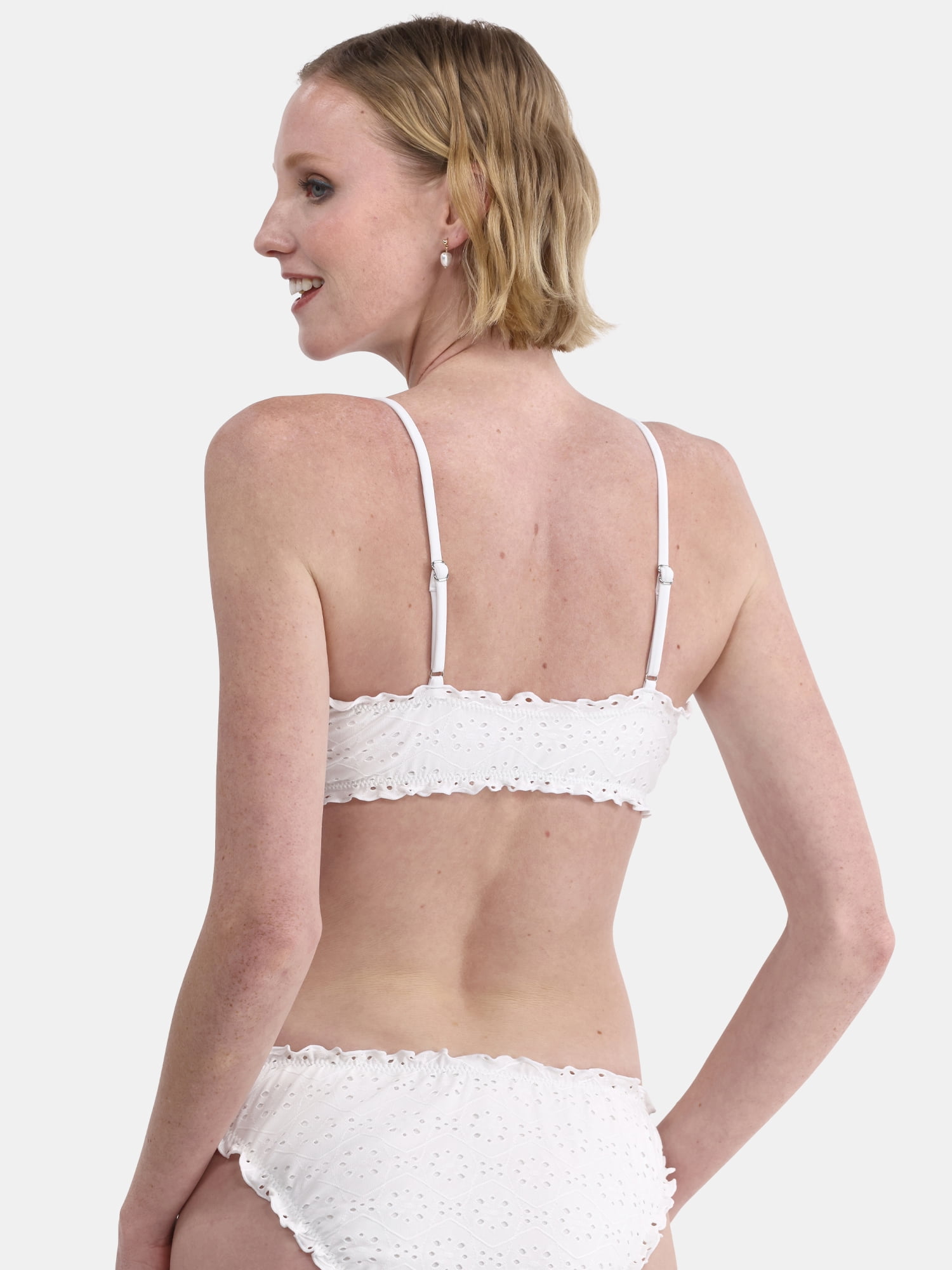 No Boundaries Eyelet Bandeau Swim Top, Sizes XXS-XXL