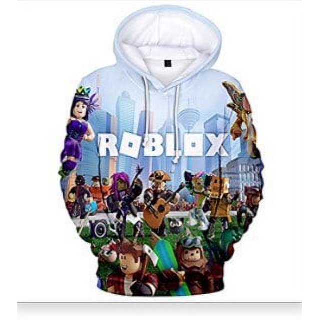 Roblox-ropa de juego periférica para adultos y niños, suéter suelto con capucha, impresión Digital 3D, Color, moda para hombres y mujeres, nuevo