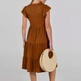 thumbnail image 5 of Rvkxad Sundresses for Women 2025 Ruffle Sleeve V Neck Smocked A-Line Midi Loose Flowy Tiered Summer Dress Boho Solid Dresses Orange M, 5 of 5