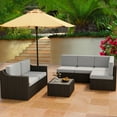 thumbnail image 3 of HAPPATIO 7-Piece Wicker Patio Conversation Set with Gray Cushions, 3 of 8