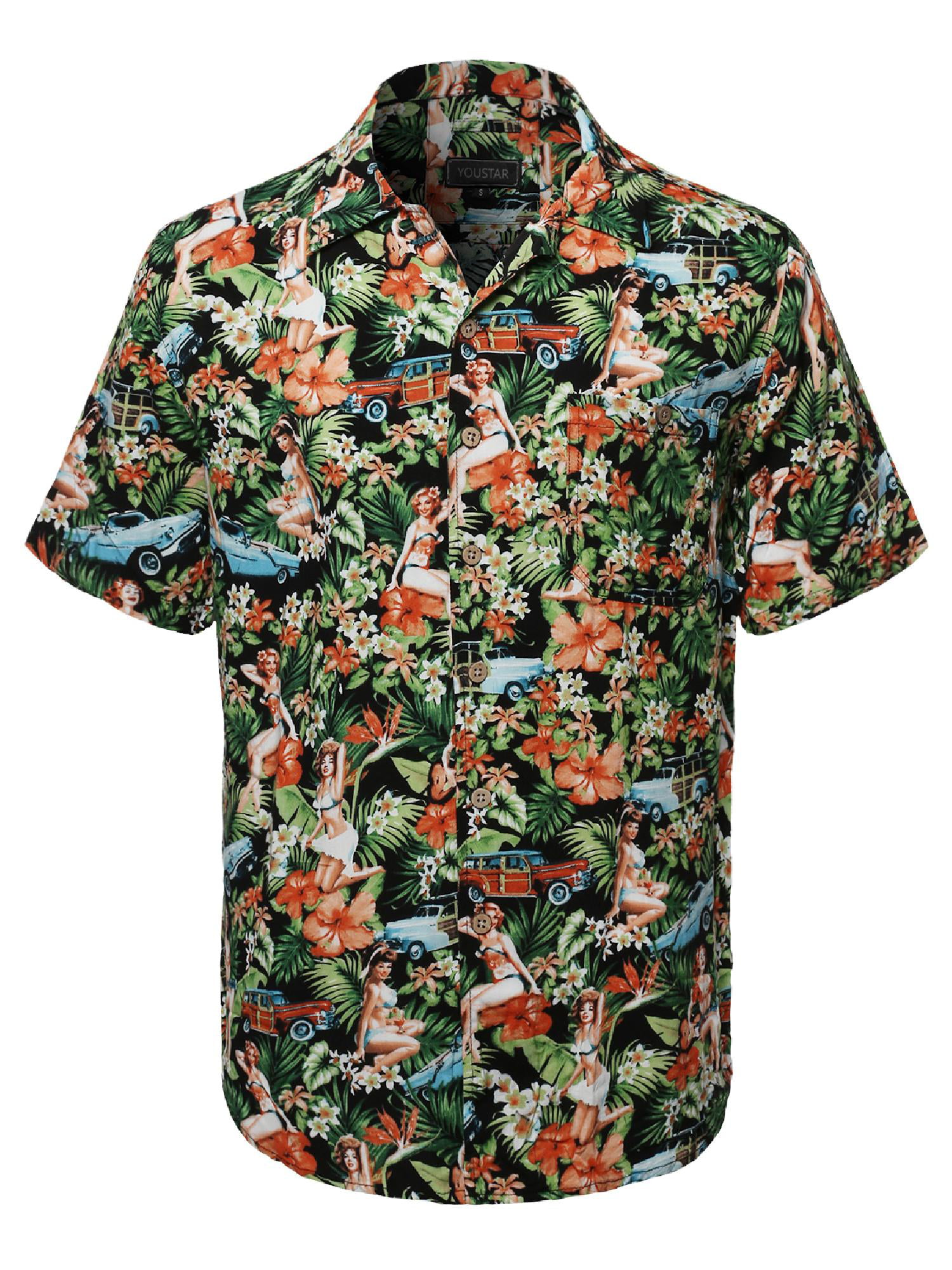 FashionOutfit Men's Tropical Hawaiian Print Button Down Short Sleeves ...