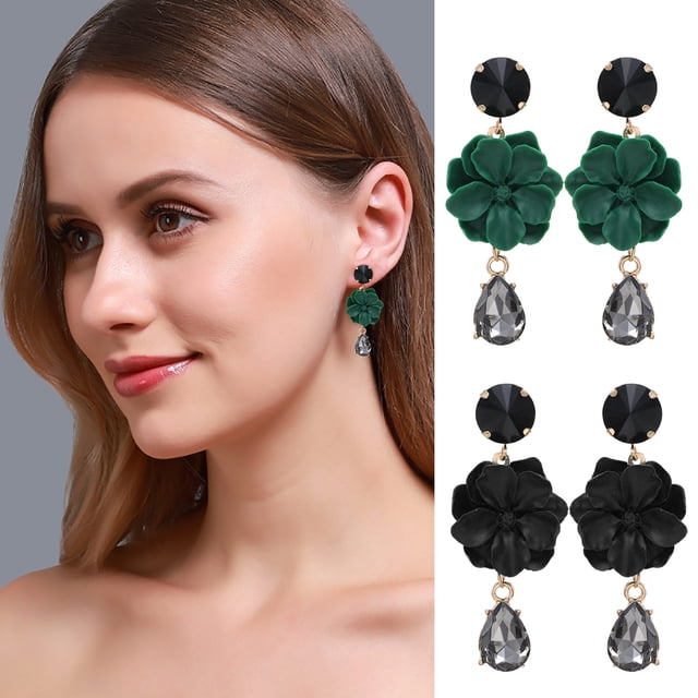 Pendientes para mujer, regalos para mujer, pendientes de flores, temperamento femenino, pendientes largos de cristal, pendientes, pendientes