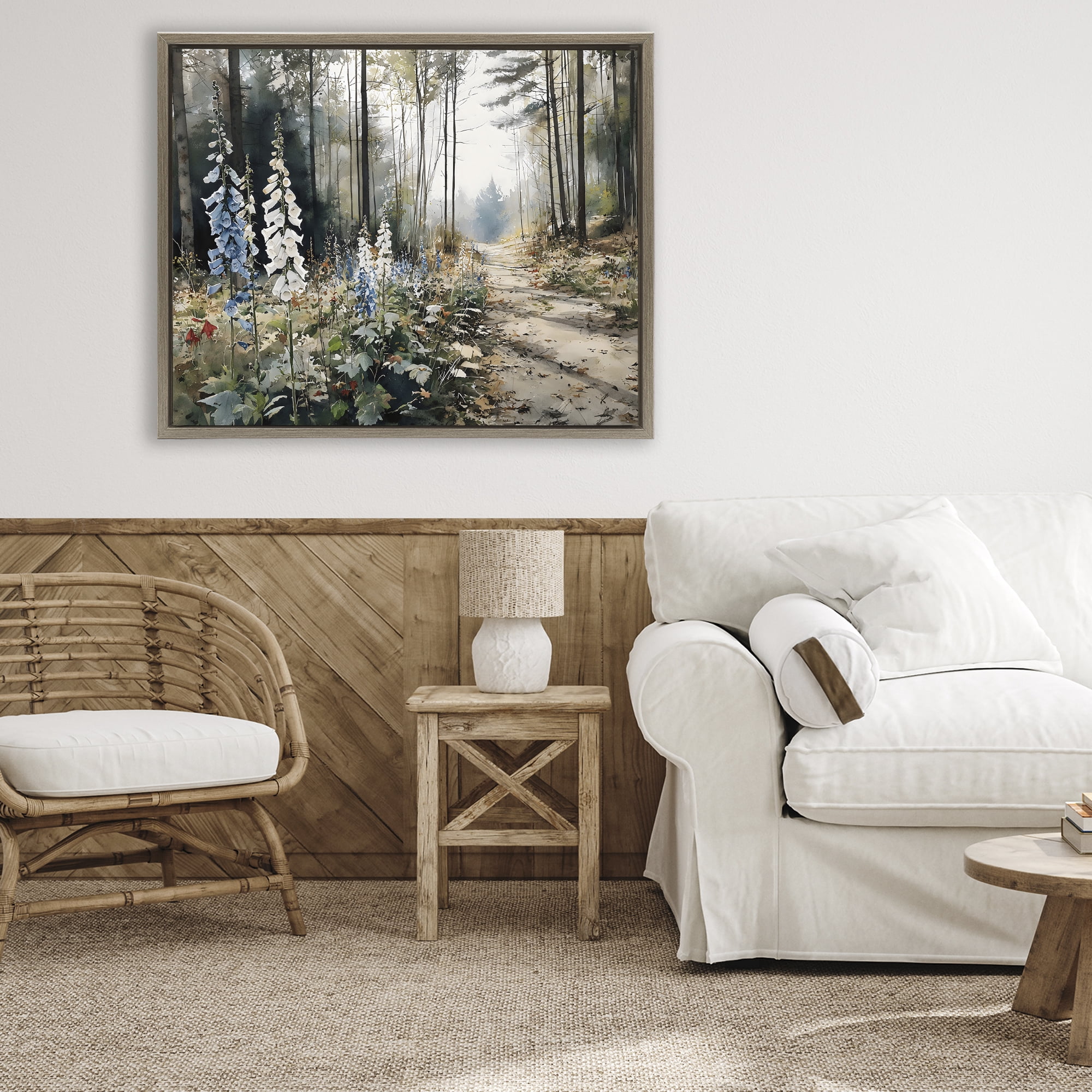 Stupell Industries Foxglove Path Sunlit Woods Brown Framed Floater Canvas Wall Art, design by Franklyn Gregory