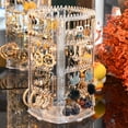 thumbnail image 2 of Soporte giratorio para aretes y organizador de joyas, soporte clásico de exhibición de estante de joyería de 4 niveles, para collares, pendientes, perforaciones, transparente 16 cm * 16 cm * 30 c, 2 of 5