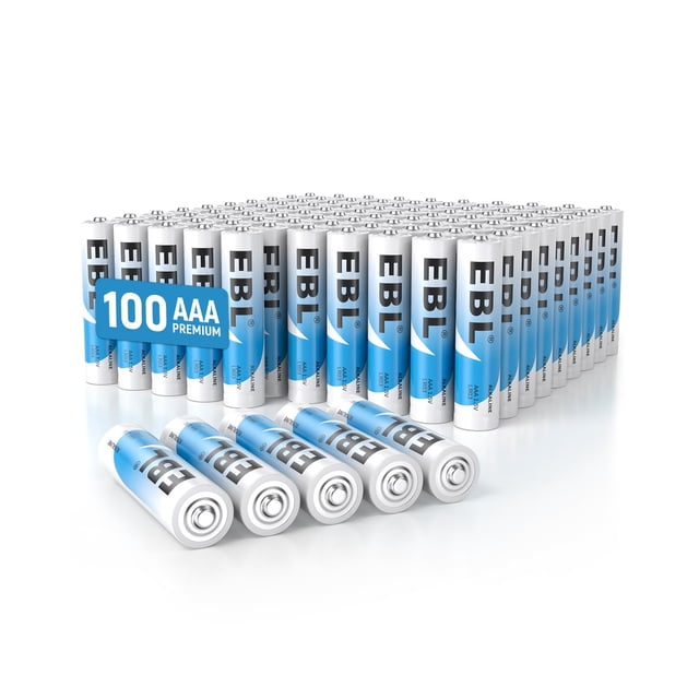 Pilas AAA EBL alcalinas de 100 unidades, 1,5 V, ultrarduraderas