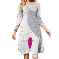 thumbnail image 1 of Vestido de escote cuadrado con hojas en gris, blanco y rosa, nuevo vestido elegante ajustado a la cintura para mujer de talla grande, gris, blanco y rosa, hojas de invierno, gris, 1 of 6