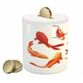 thumbnail image 2 of Koi Fish Piggy Bank, Koi Fish Band Chinese Fortune and Power Tranquility Image, Ceramic Coin Bank Money Box for Cash Saving, 3.6" X 3.2", Orange White, by Ambesonne, 2 of 4