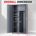thumbnail image 6 of DNA Motoring 72" Gray Lockable Metal Storage Wardrobe Cabinet w/ Hanging Rod & 4 Shelves, 6 of 7