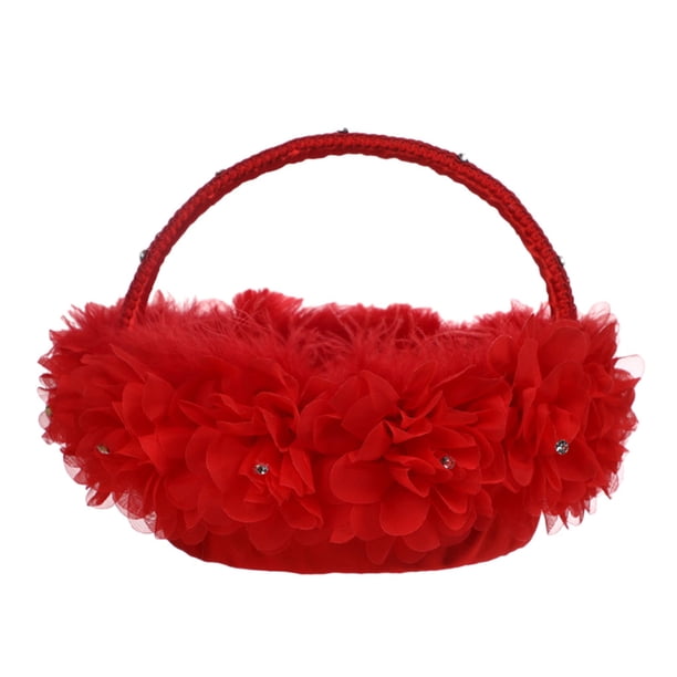 Sonducket Cesta ligera para flores de novia, cesta para llevar flores con elegancia y estilo, cesta para flores de boda Ropa, zapatos y accesorios Miscelánea Rojo