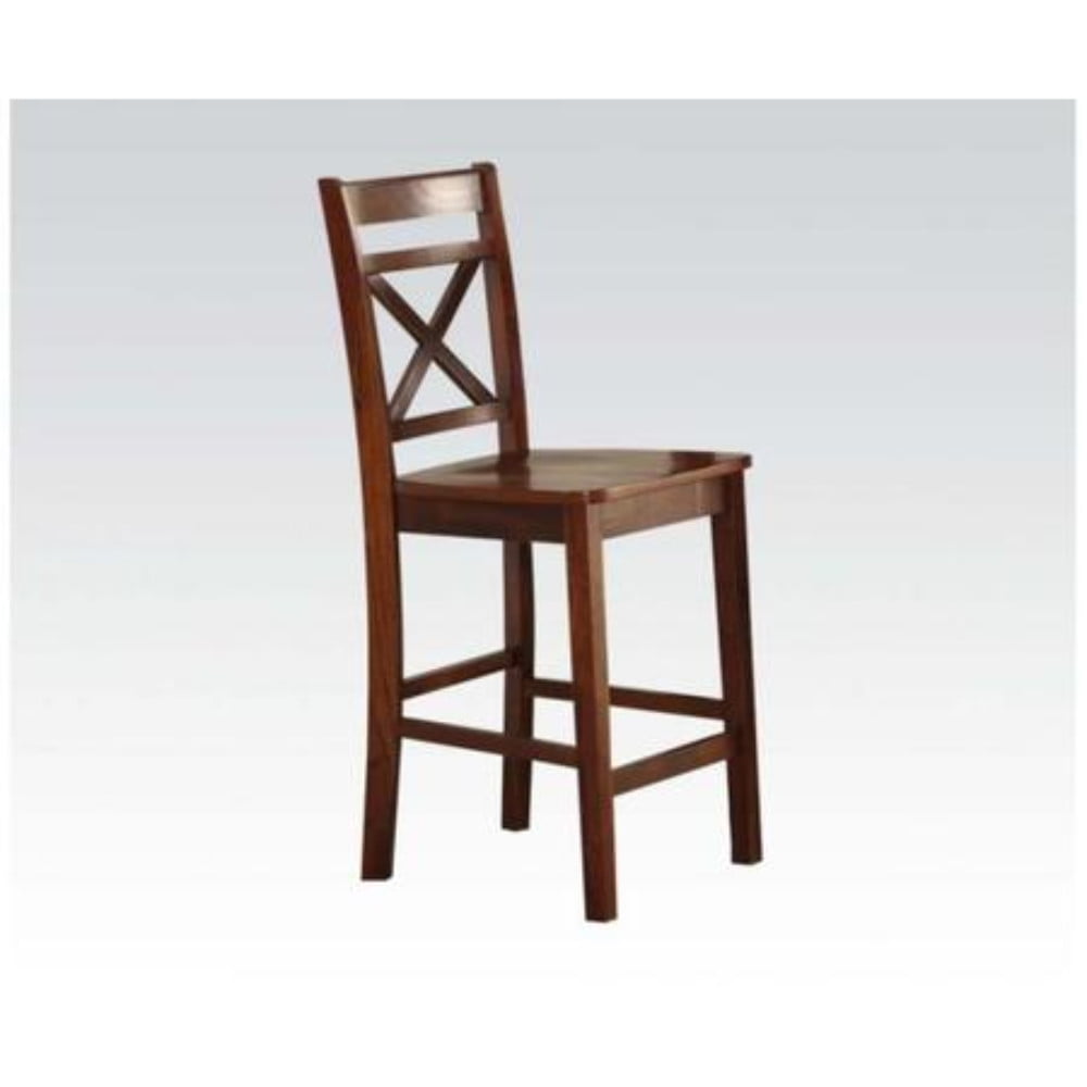 SET OF 2 CHELSEA KITCHEN COUNTER HEIGHT CHAIRS w/ PLAIN WOOD SEAT BLACK & CHERRY