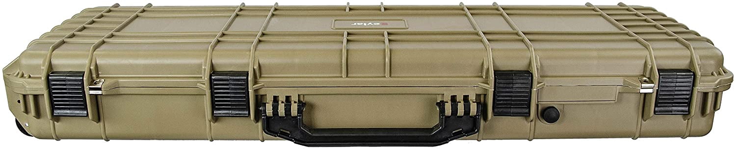 Eylar 48in Protective Roller Rifle Case Water and Shock Resistant w/ Foam, Tan,