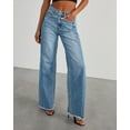 thumbnail image 4 of Women's Wide Leg Jeans Casual Baggy Denim Pants with Frayed Raw Hem, 4 of 5