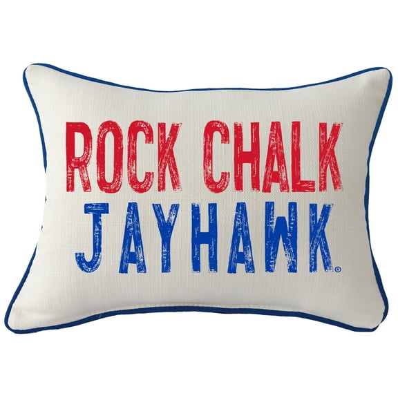 Kansas Jayhawks Distressed Logo Rectangular Piped Pillow