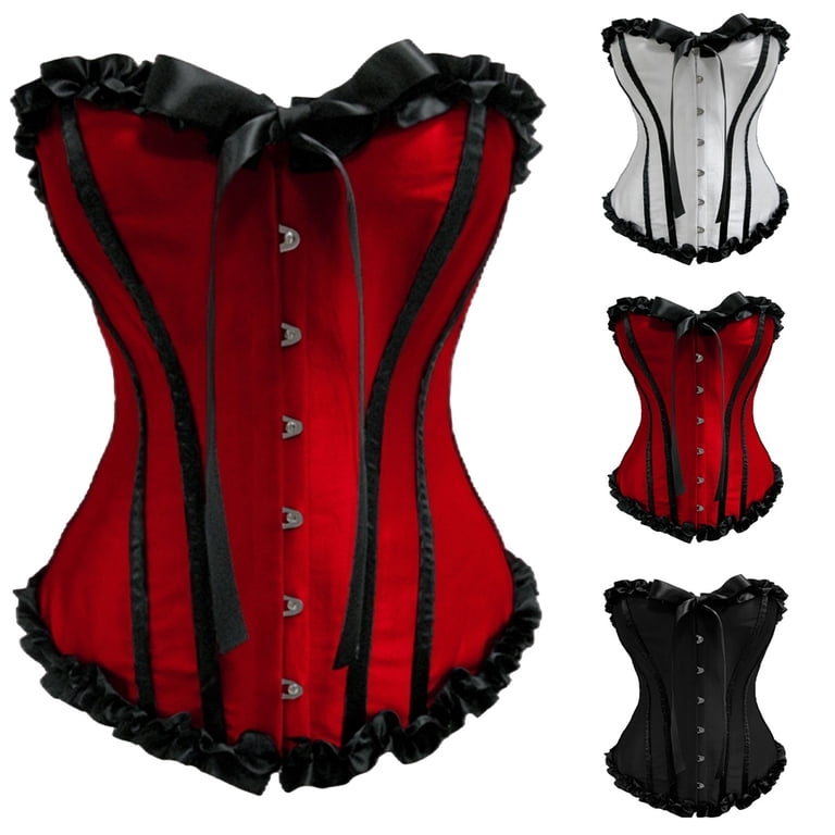 1325 Red Lace Up Corset Belts Bustier Boned Waist Training Underbust Red Mesh Underbust Corset With Suspenders, Steel Boned Waist  main image 2