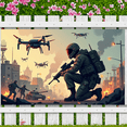 thumbnail image 3 of LUUFILx Military Action Backdrop Banner for Event Decor or Game Room Tactical Warfare Background Photography Props Adventure Theme Display Wall Art, 3 of 7