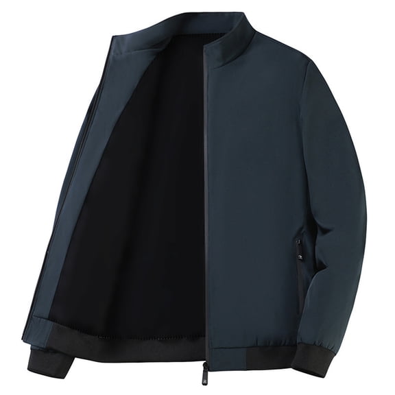 Jacket for Men Big and Tall 5XL Zip-Up Casual Long Sleeve Solid Color with Pockets