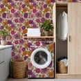 thumbnail image 4 of Peel and Stick Wallpaper Vibrant Floral Purple Pink Orange Flowers Spring Decor Wall Mural 17.7in x 9.8ft Self Adhesive Removable Wall Paper Renter Friendly Wallpaper for Nursery Bedroom Cabinets, 4 of 8