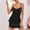 Black, variant on Womens Lingerie Women Satin Chemises Nightgown Soft Sleepwear Silky Lace V Neck Nightwear Mini Full Slip Sleep Dress