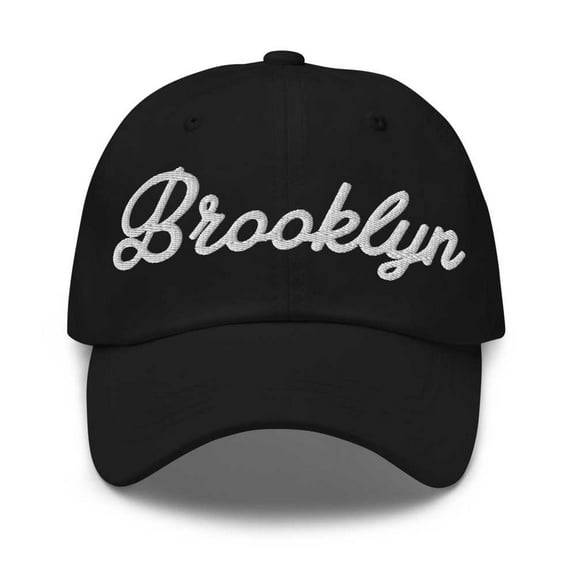 Brooklyn Baseball Cap Brooklyn Dad Hat Bold Script New York NY Hat Embroidered Souvenir Gift Black