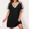 thumbnail image 5 of Tube Dresses for Women,Women Shiny Mesh Stitching Glamorous Black V Neck Mini Dress Short Sleeve Mesh Body Slim Dress,Dress With Shorts(Size:2XL), 5 of 9