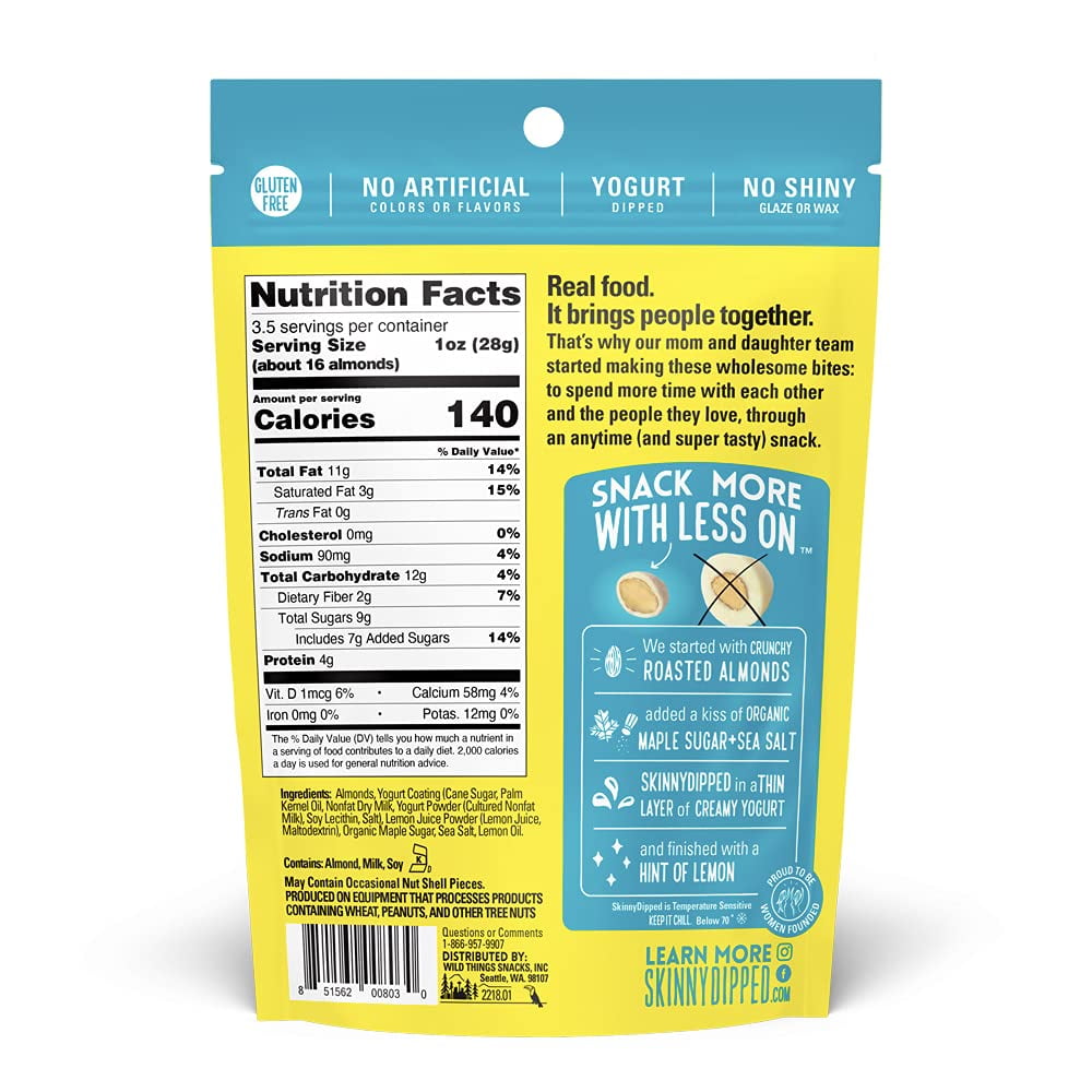 SkinnyDipped, Skinny Dipped Almonds, Lemon Bliss, 3.5 oz Pack of 4